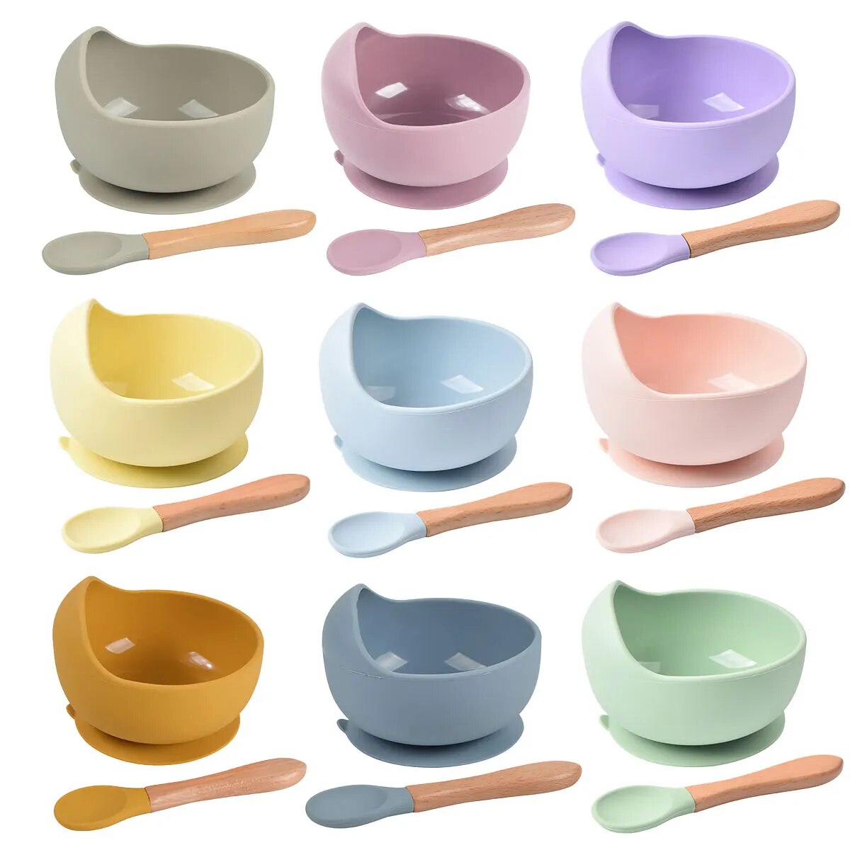 Baby Food Jars With Lids - 2PCS Silicone Baby Feeding Bowl Tableware